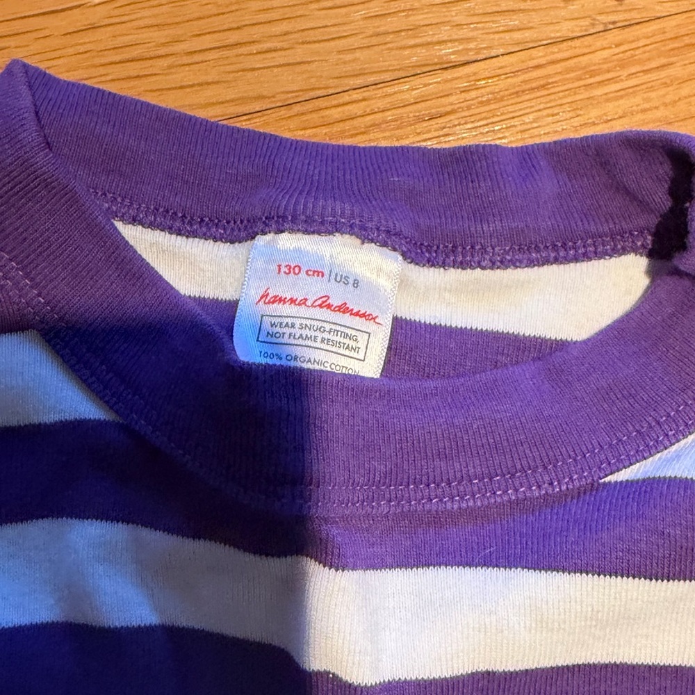 Striped Purple and White Kids Pajamas - Picture 3 of 6